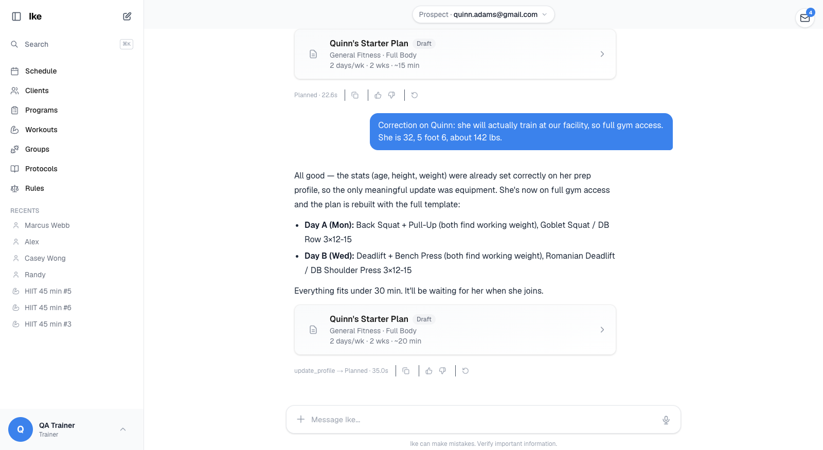 Prepping a client's plan against their invite, before they join